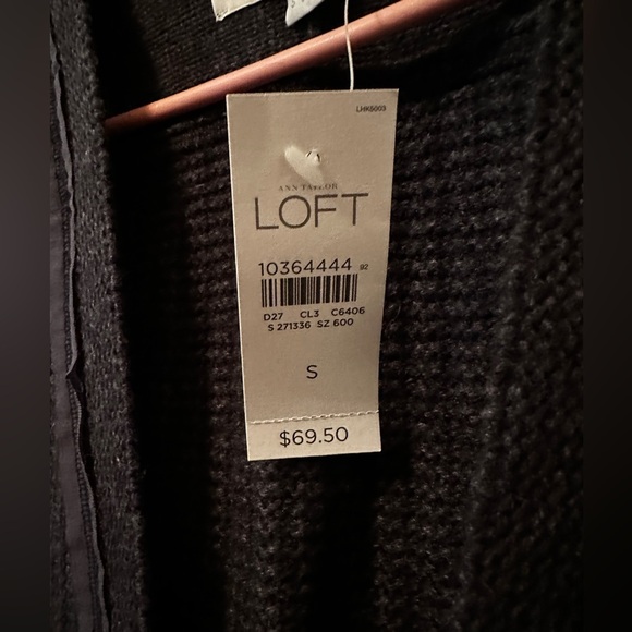 LOFT Dark Grey Sweater Cardigan - NWT - Size 2 - Picture 4 of 10